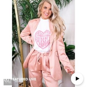 Satin suit set pale pink